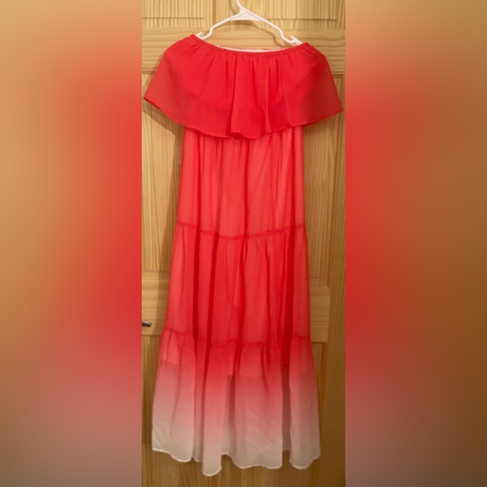 Red and White maxi women’s casual red dress - Picture 6 of 12